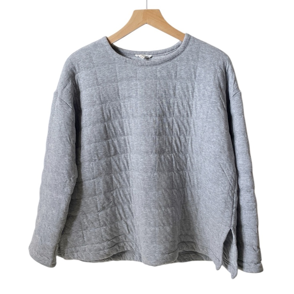 Eileen Fisher quilted gray crewneck sweatshirt top size S small